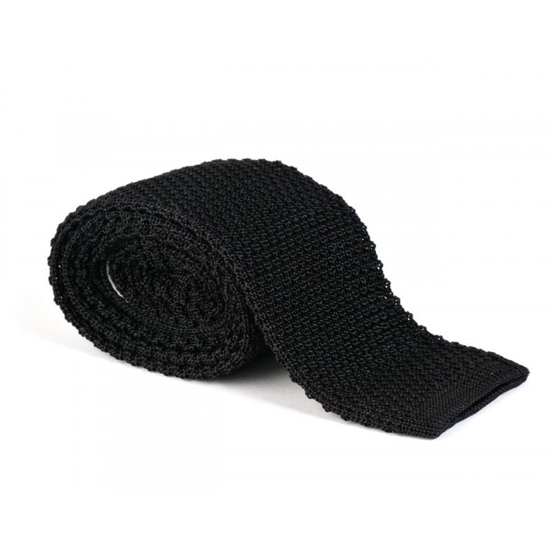 Cravate tricot de soie noire