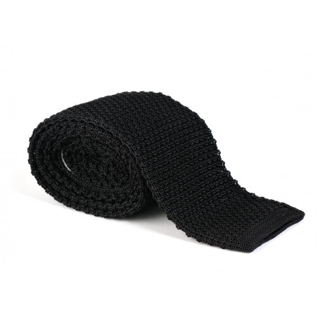 Cravate tricot de soie noire