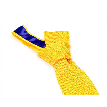 Cravate tricot de soie jaune savane, vue 2