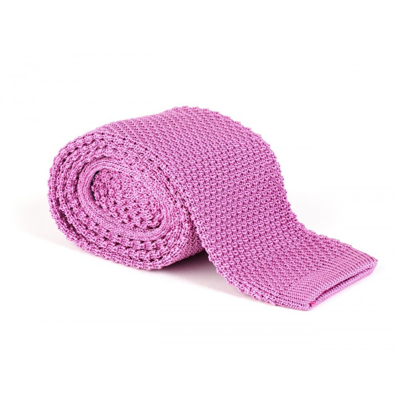 Cravate tricot de soie rose