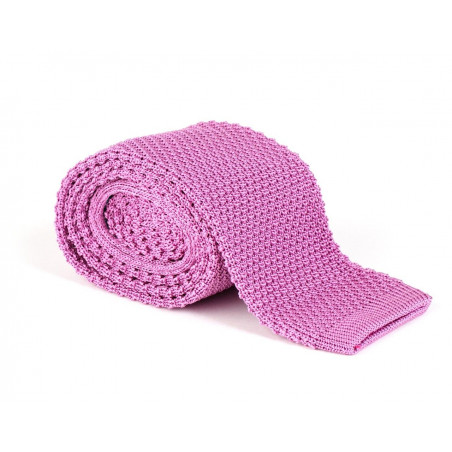 Cravate tricot de soie rose
