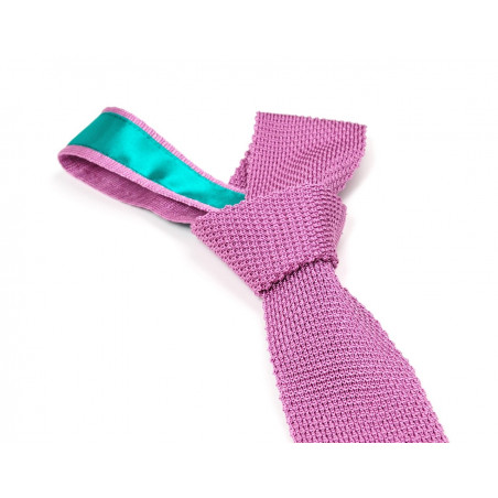 Cravate tricot de soie rose, vue 2