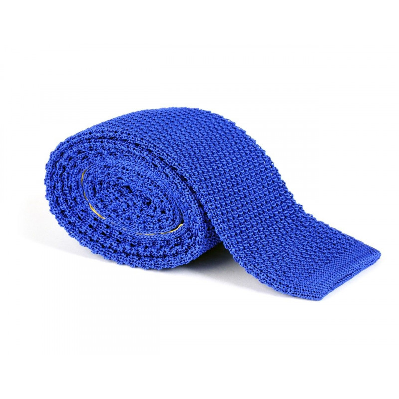 Cravate tricot de soie bleu roi torrentiel