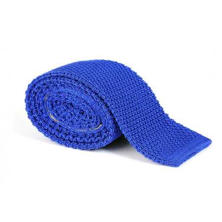 Cravate tricot de soie bleu roi torrentiel