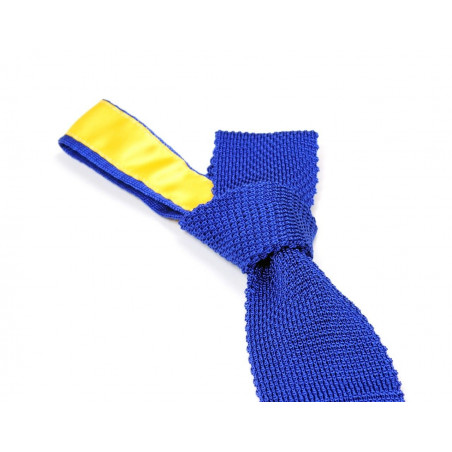 Cravate tricot de soie bleu roi torrentiel, vue 2