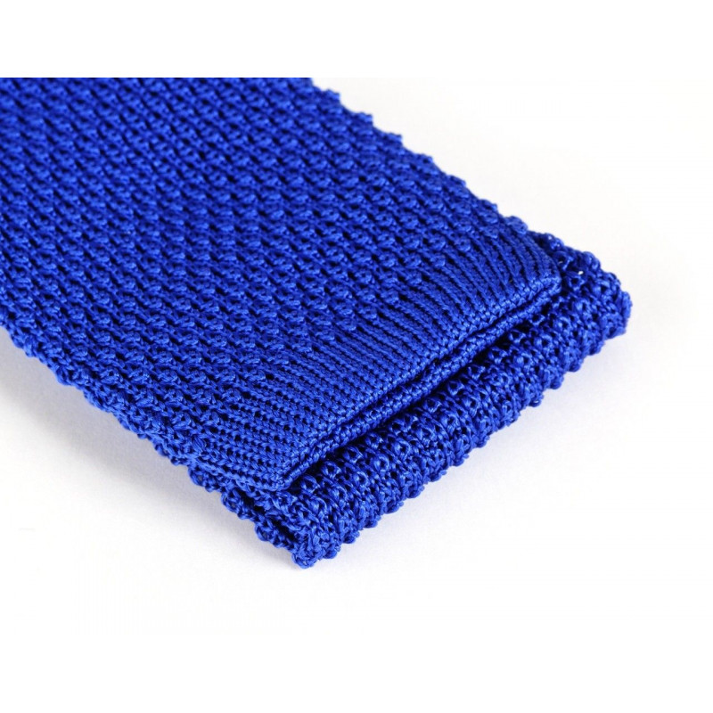 Cravate tricot de soie bleu roi torrentiel, vue 3