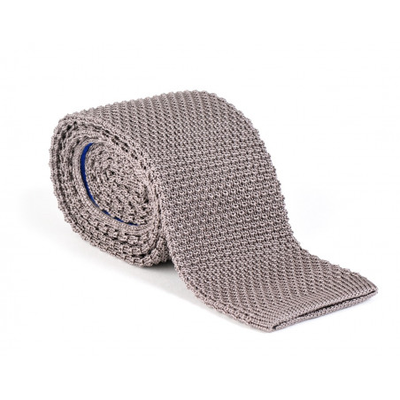 Cravate tricot de soie grise