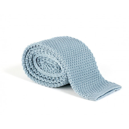Cravate tricot de soie bleue ciel