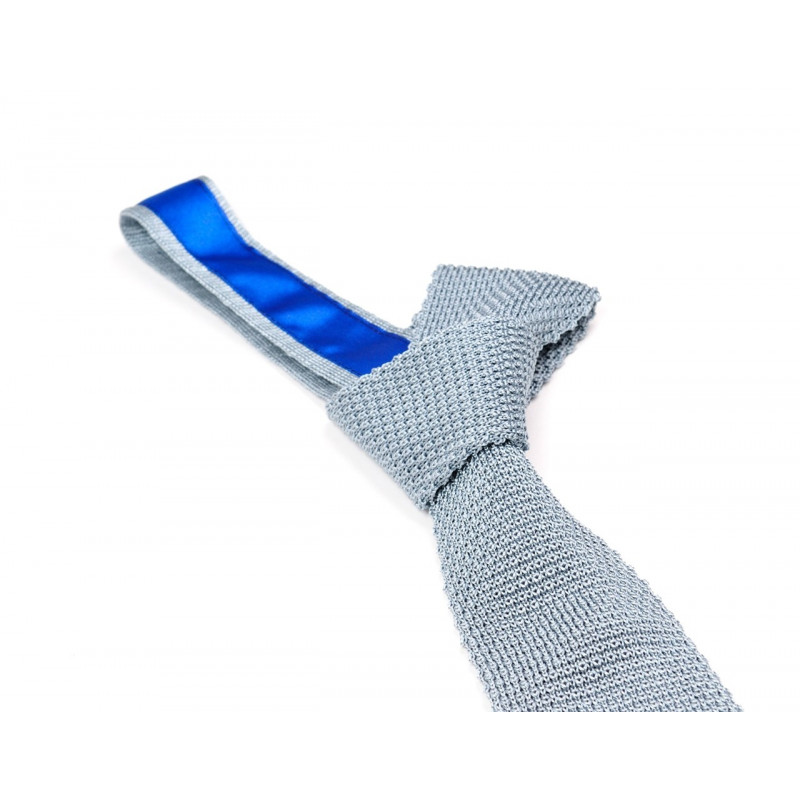 Cravate tricot de soie bleue ciel, vue 2
