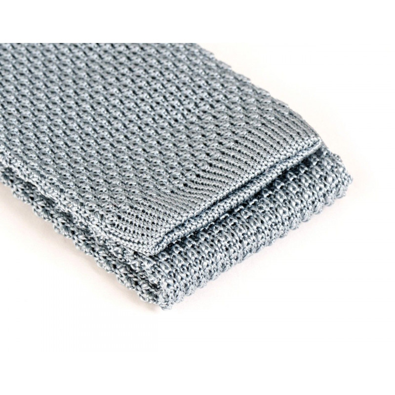 Cravate tricot de soie bleue ciel, vue 3