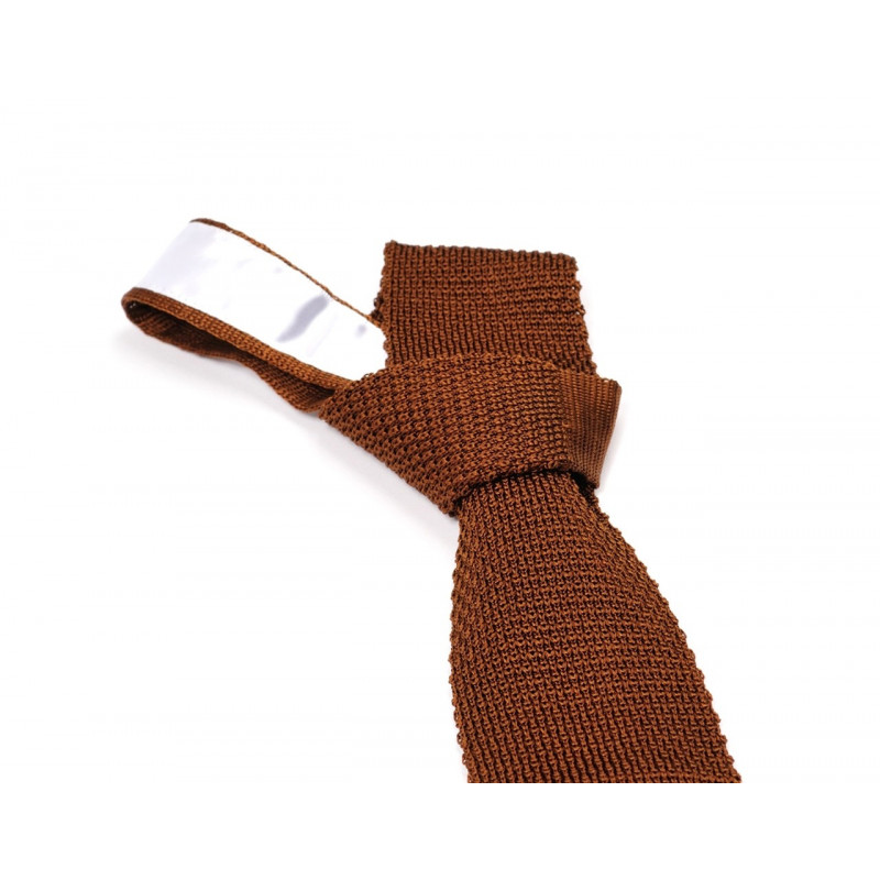 Cravate tricot de soie couleur chêne, vue 2