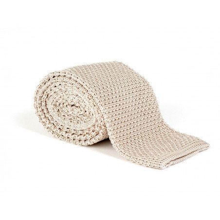 Cravate tricot couleur perle